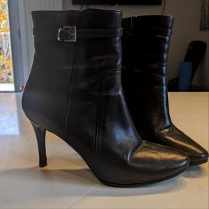 Charles David Black Italian Leather Ankle Boots